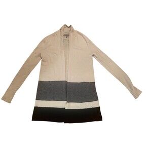 Neiman Marcus Cardigan Womens XS Multicolor Striped Open Front Longline